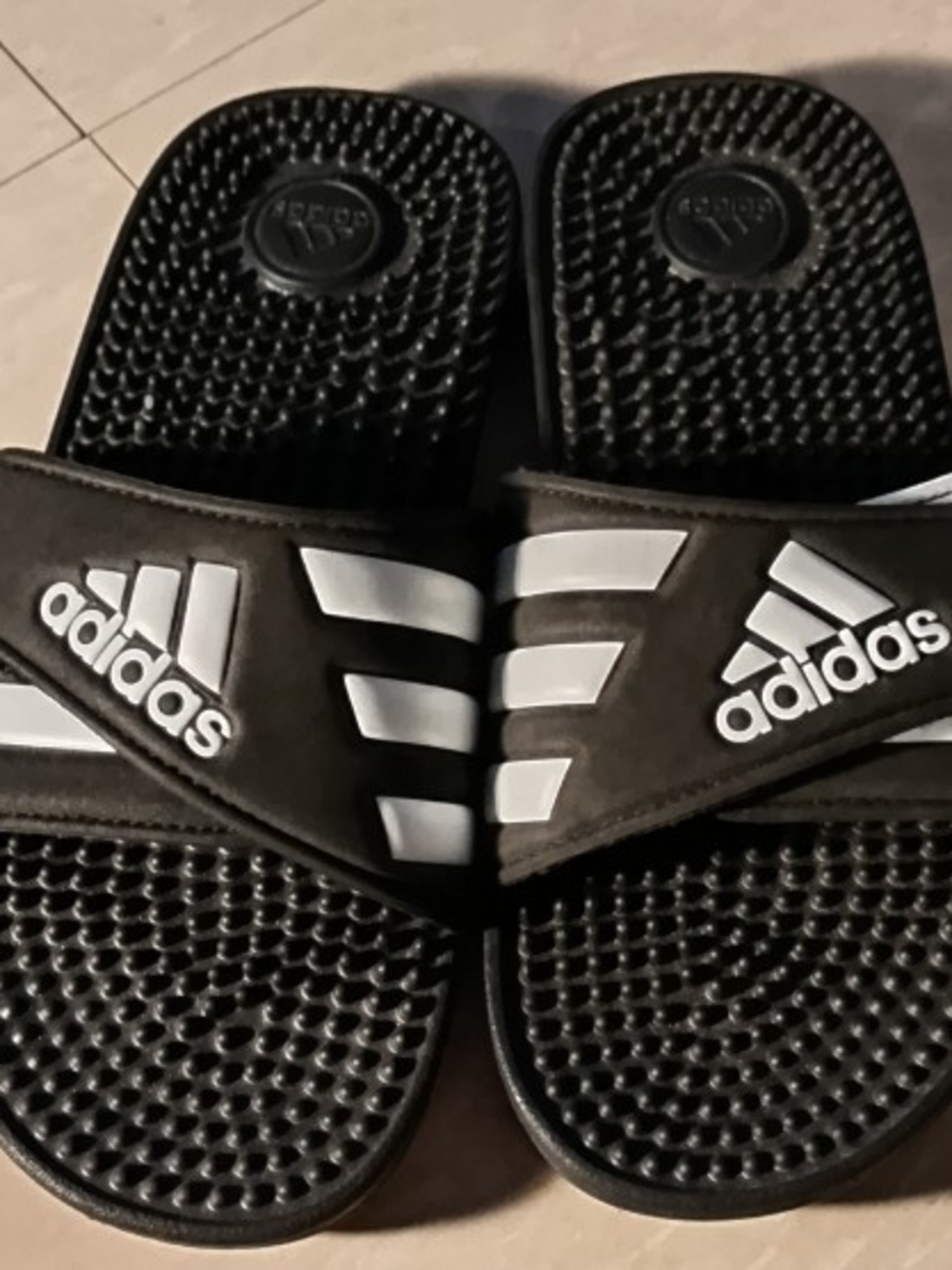 adidas Women's Black & White Slide Sandals. Size: US 3